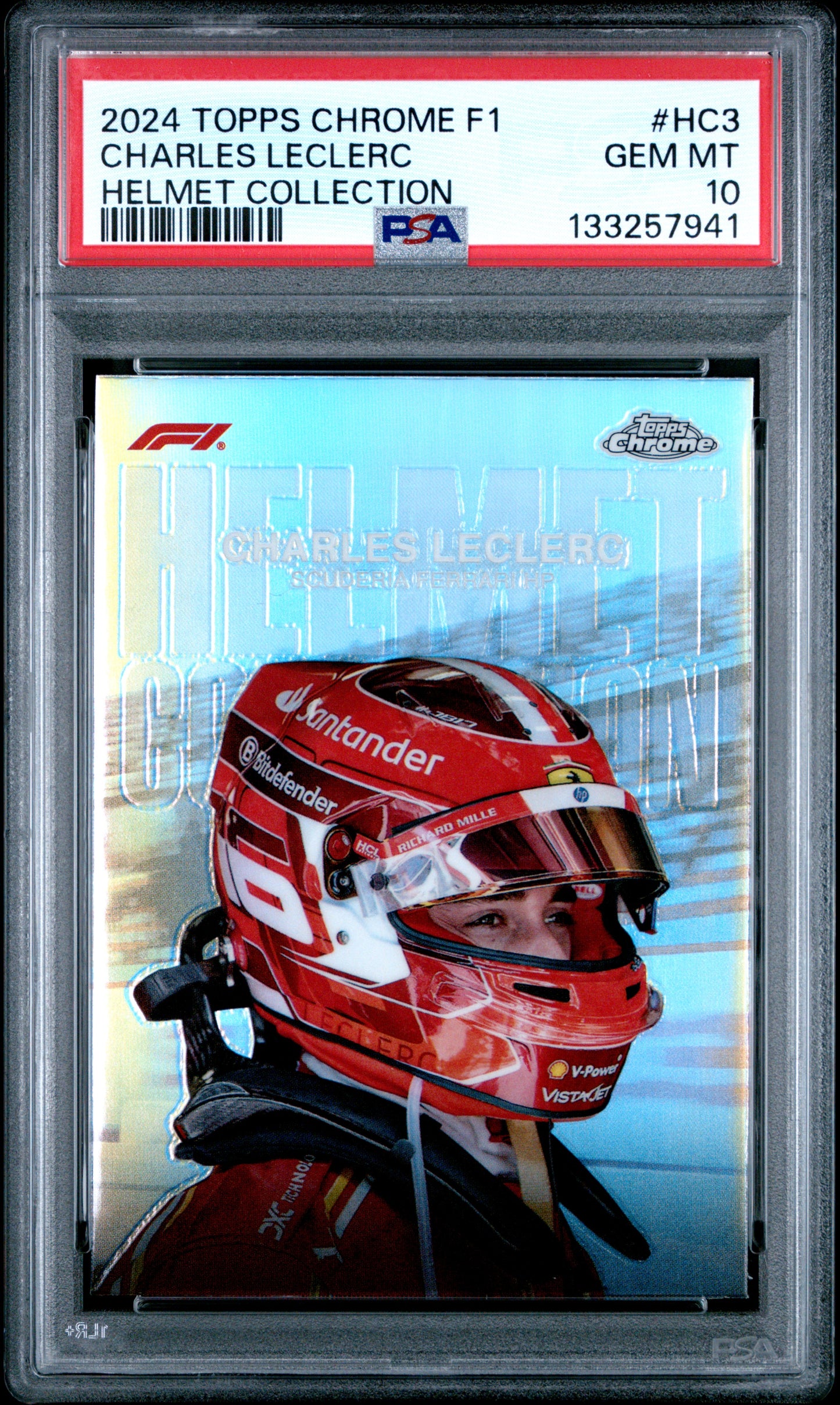 2024 Topps Chrome Formula 1 Helmet Collection #HC3 Charles Leclerc PSA 10