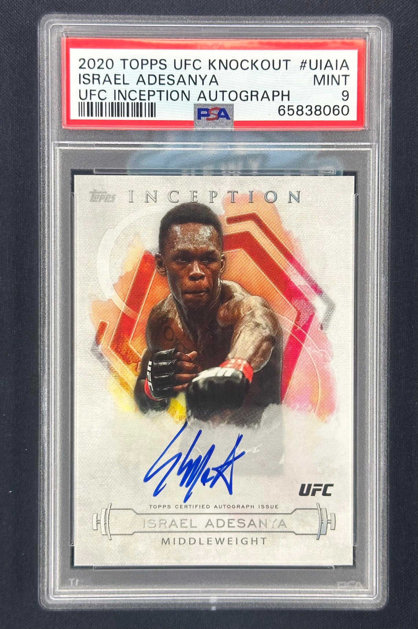 2020 Topps UFC Knockout Inception Auto Israel Adesanya /99 PSA 9