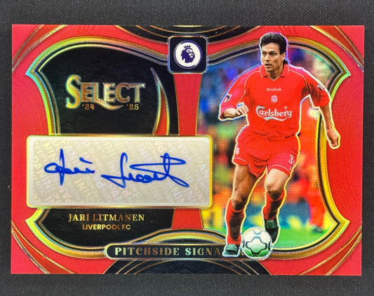 2024-25 Panini Select Premier League Jari Litmanen Pitchside Signatures Red
