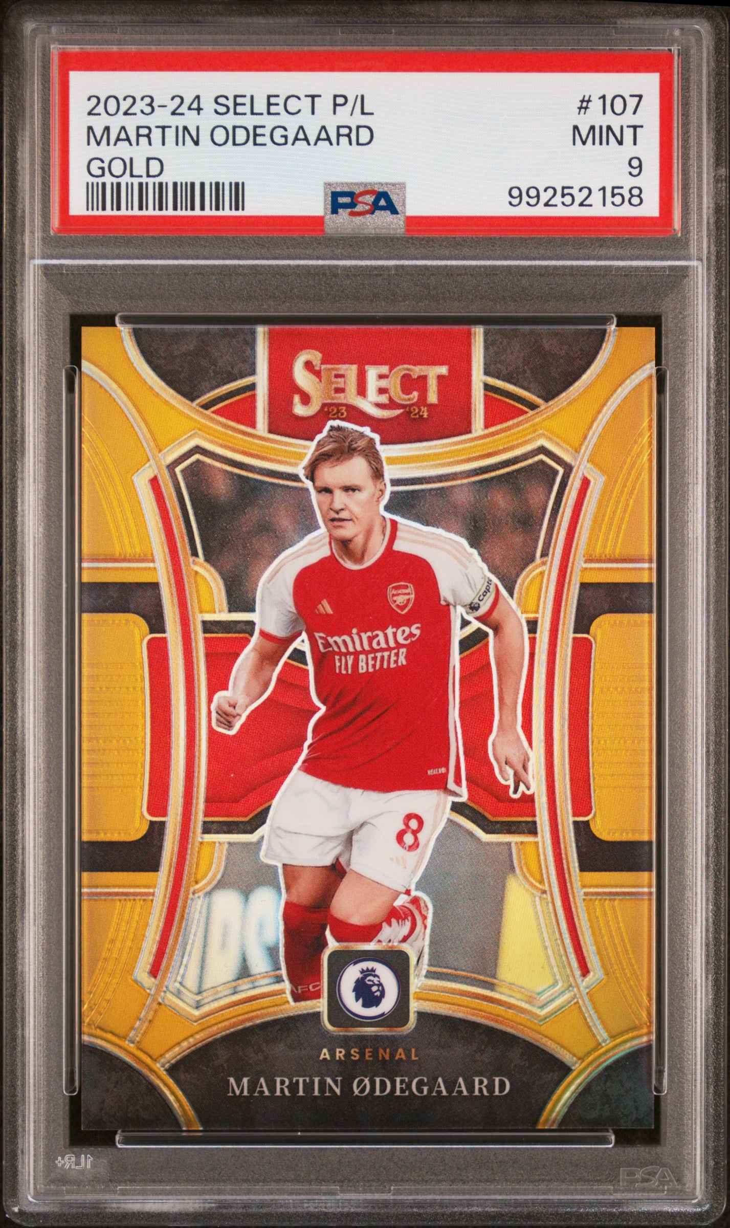 2023-24 Panini Select Premier League #107 Martin Odegaard Gold PSA 9