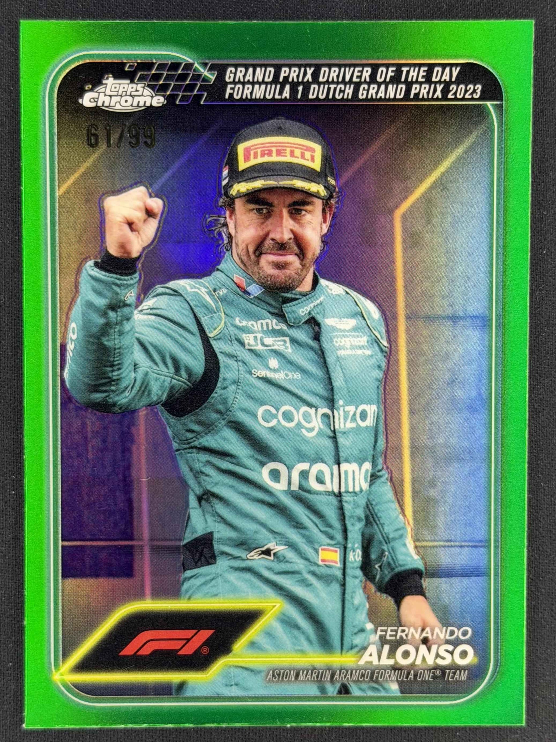 2024 Topps Chrome Formula 1 #171 Fernando Alonso Green Refractors #/99