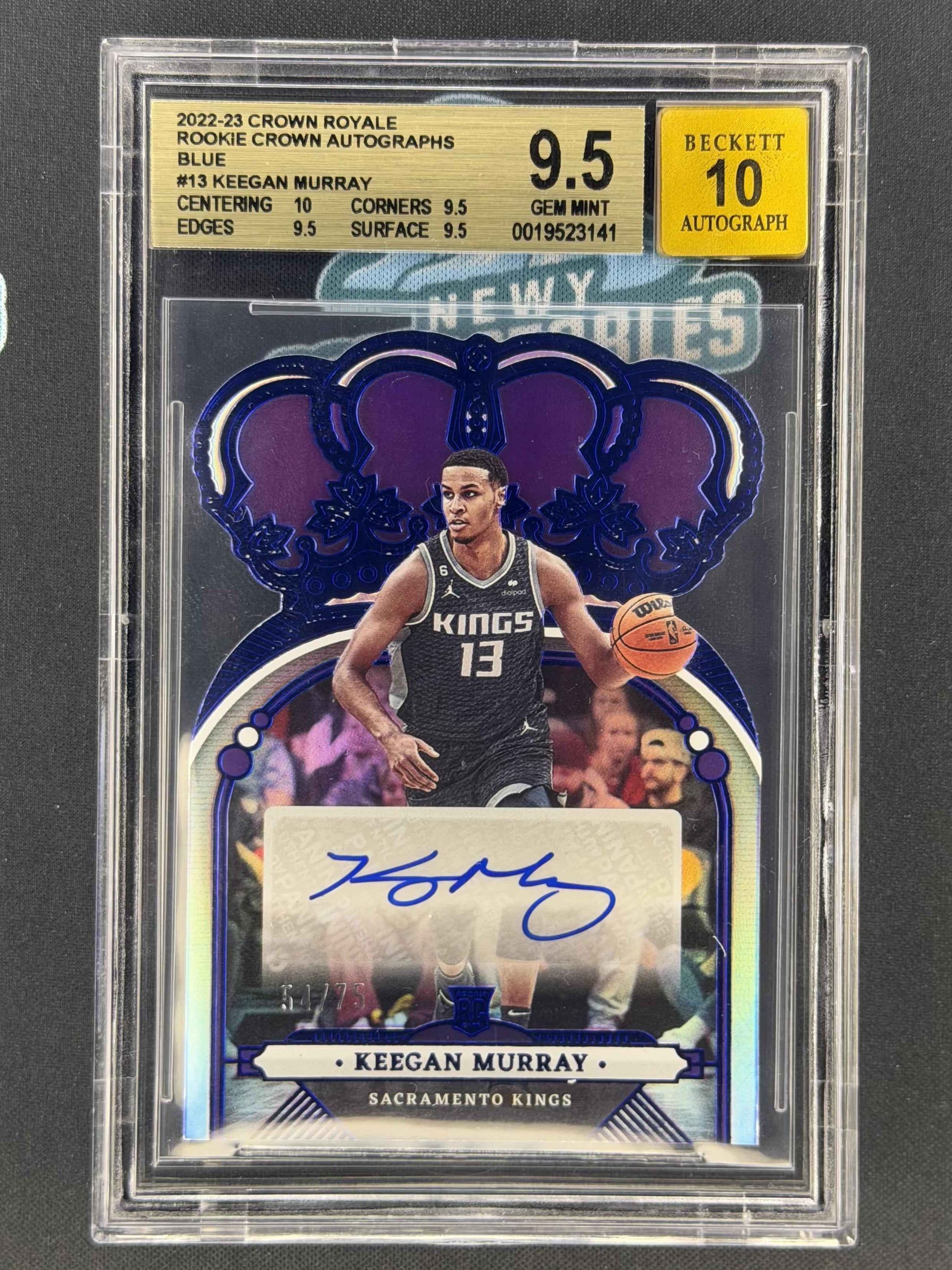 2022-23 Panini Crown Royale Keegan Murray Rookie Autographs Blue BGS 9.5 /75