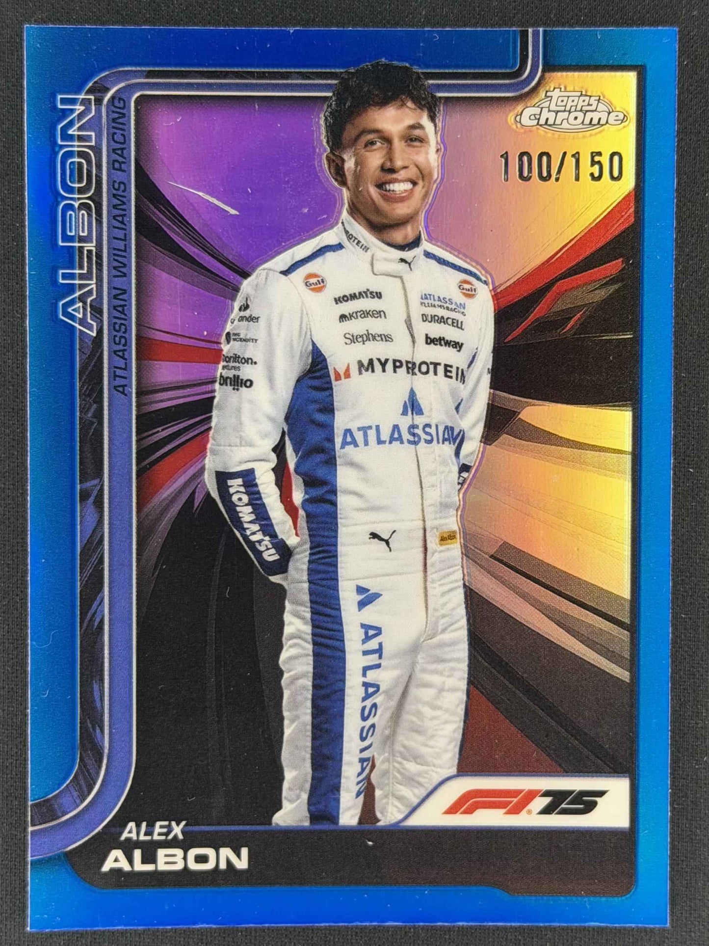 2025 Topps Chrome Formula 1 #17 Alex Albon Blue Refractor #/150