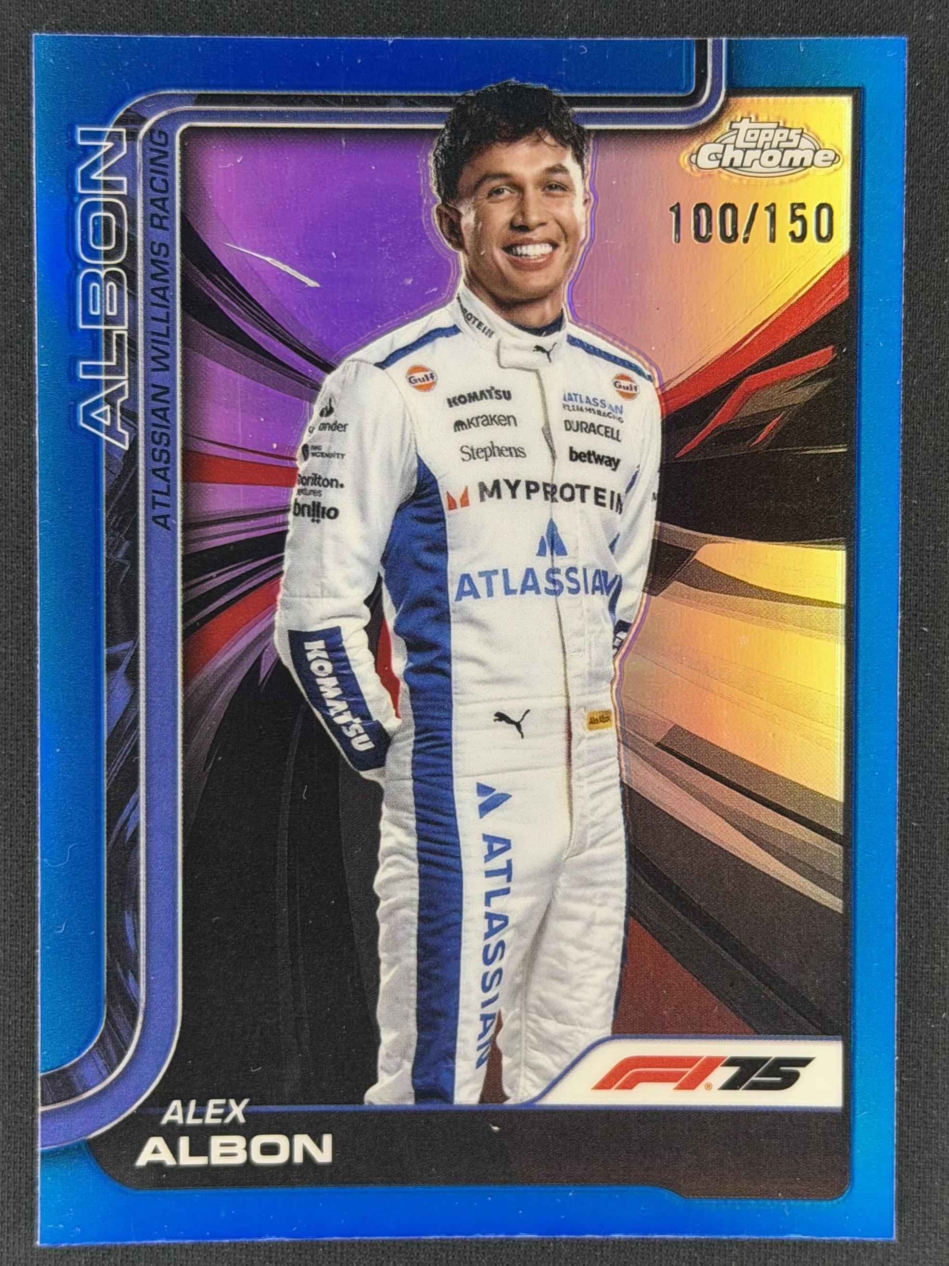 2025 Topps Chrome Formula 1 #17 Alex Albon Blue Refractor #/150