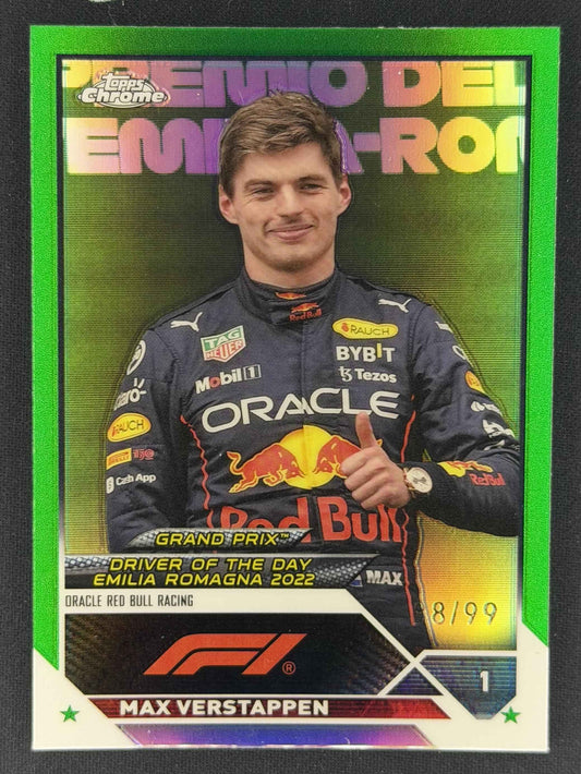 2023 Topps Chrome Formula 1 #169 Max Verstappen Green Refractor #/99