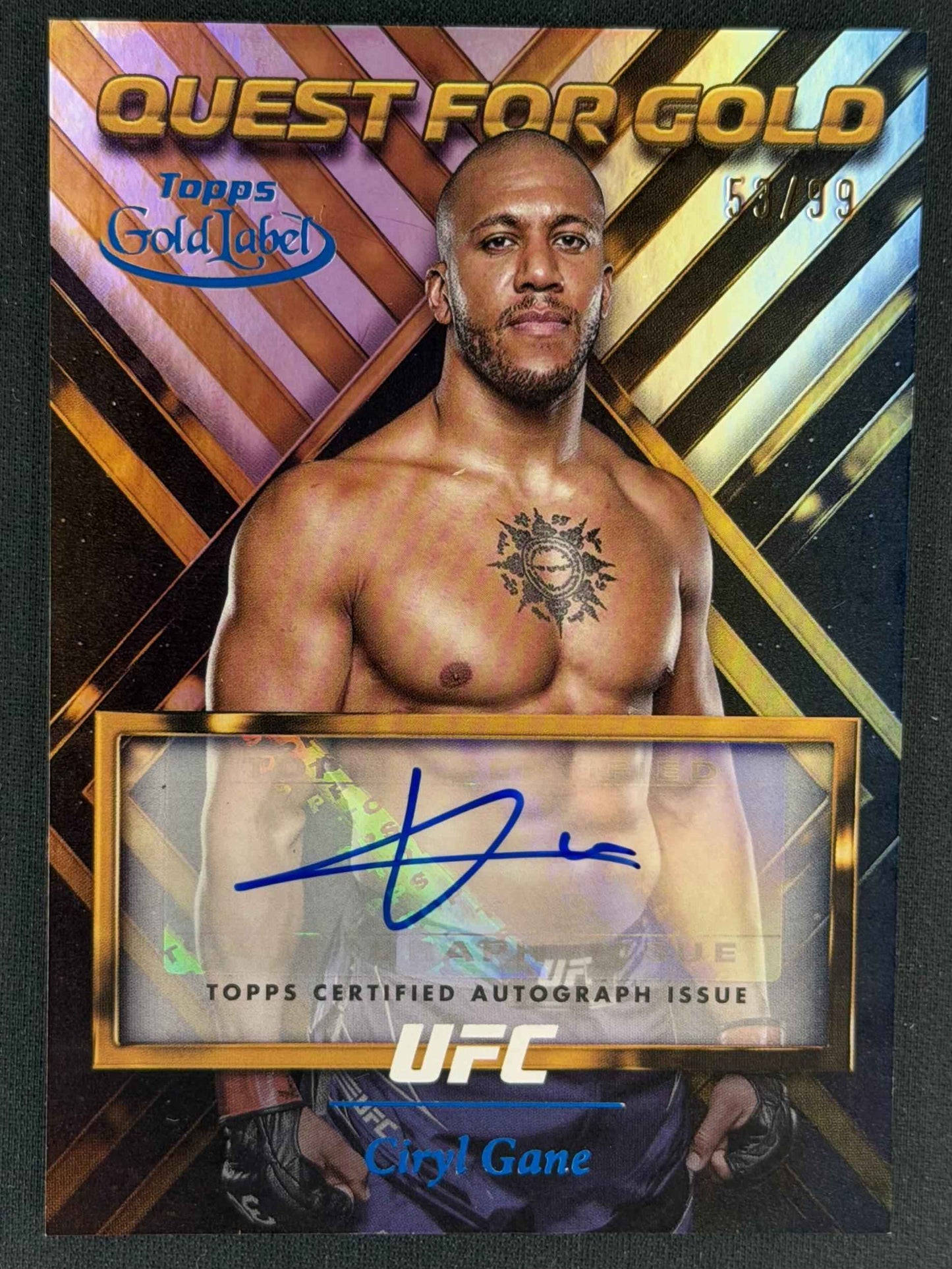 2024 Topps Gold Label UFC Ciryl Gane Quest for Gold Signatures Blue /99