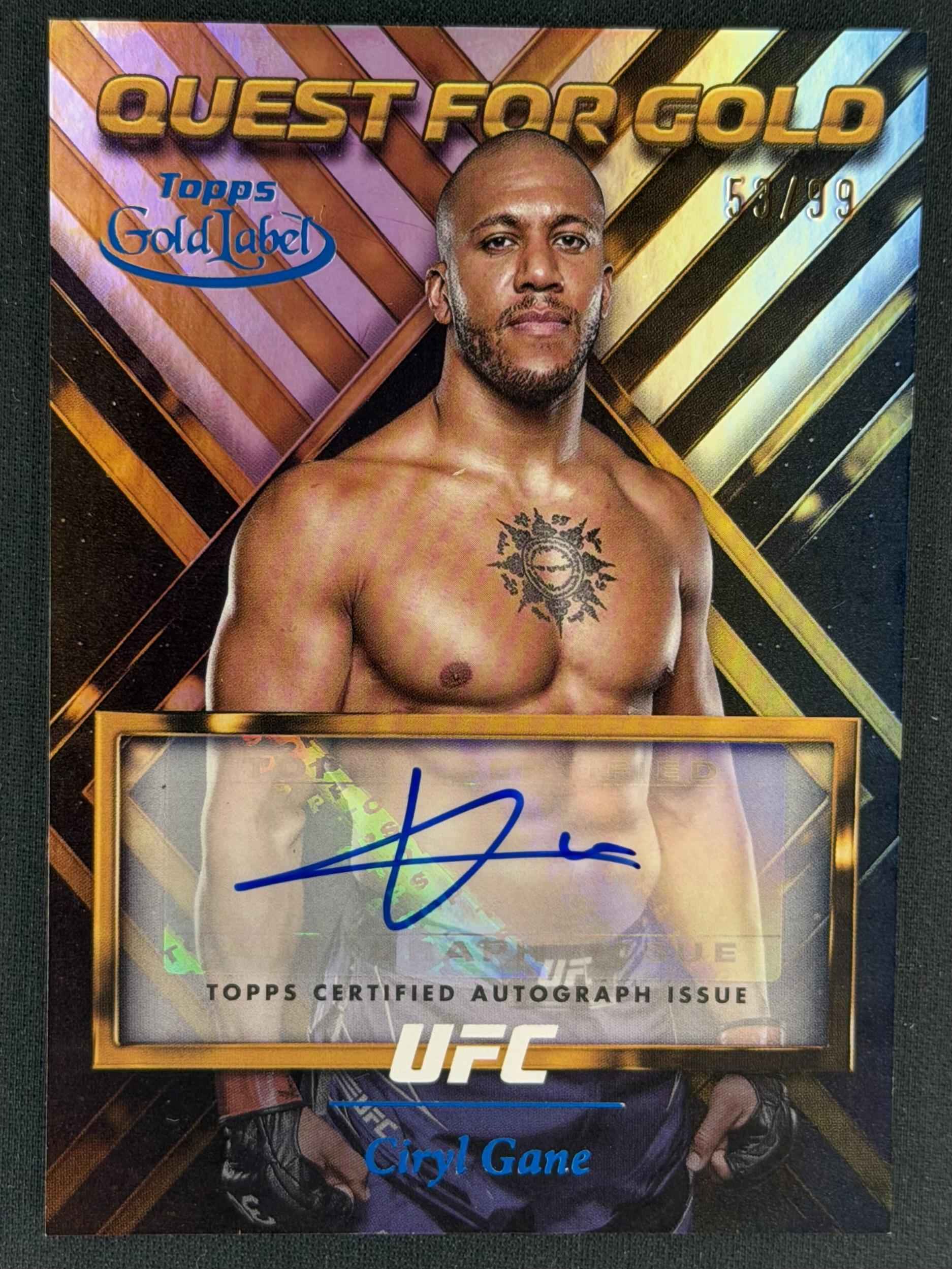 2024 Topps Gold Label UFC Ciryl Gane Quest for Gold Signatures Blue /99