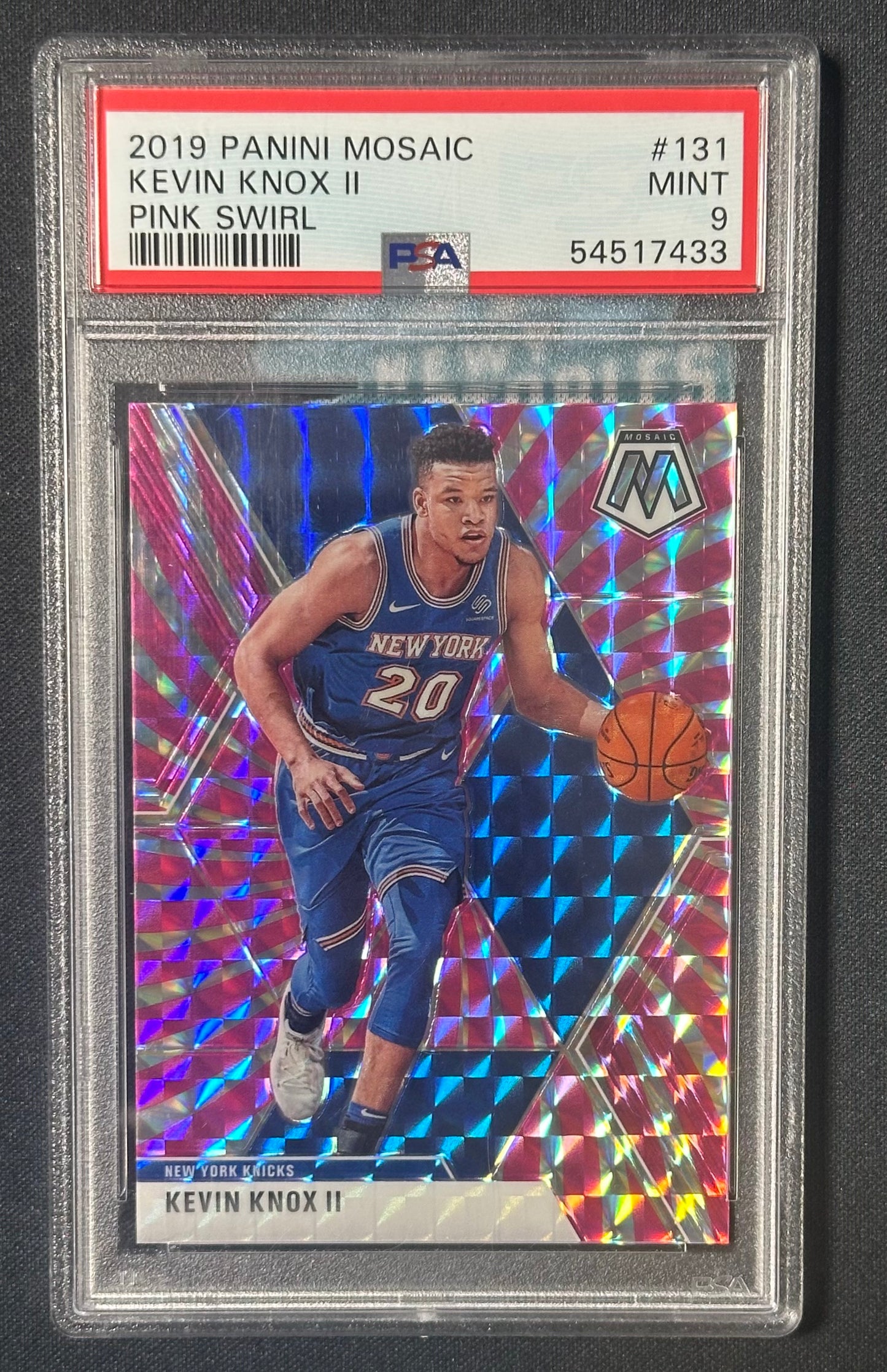 2019-20 Panini Mosaic #131 Kevin Knox II Pink Swirl 1st Off the Line PSA 9 #/11