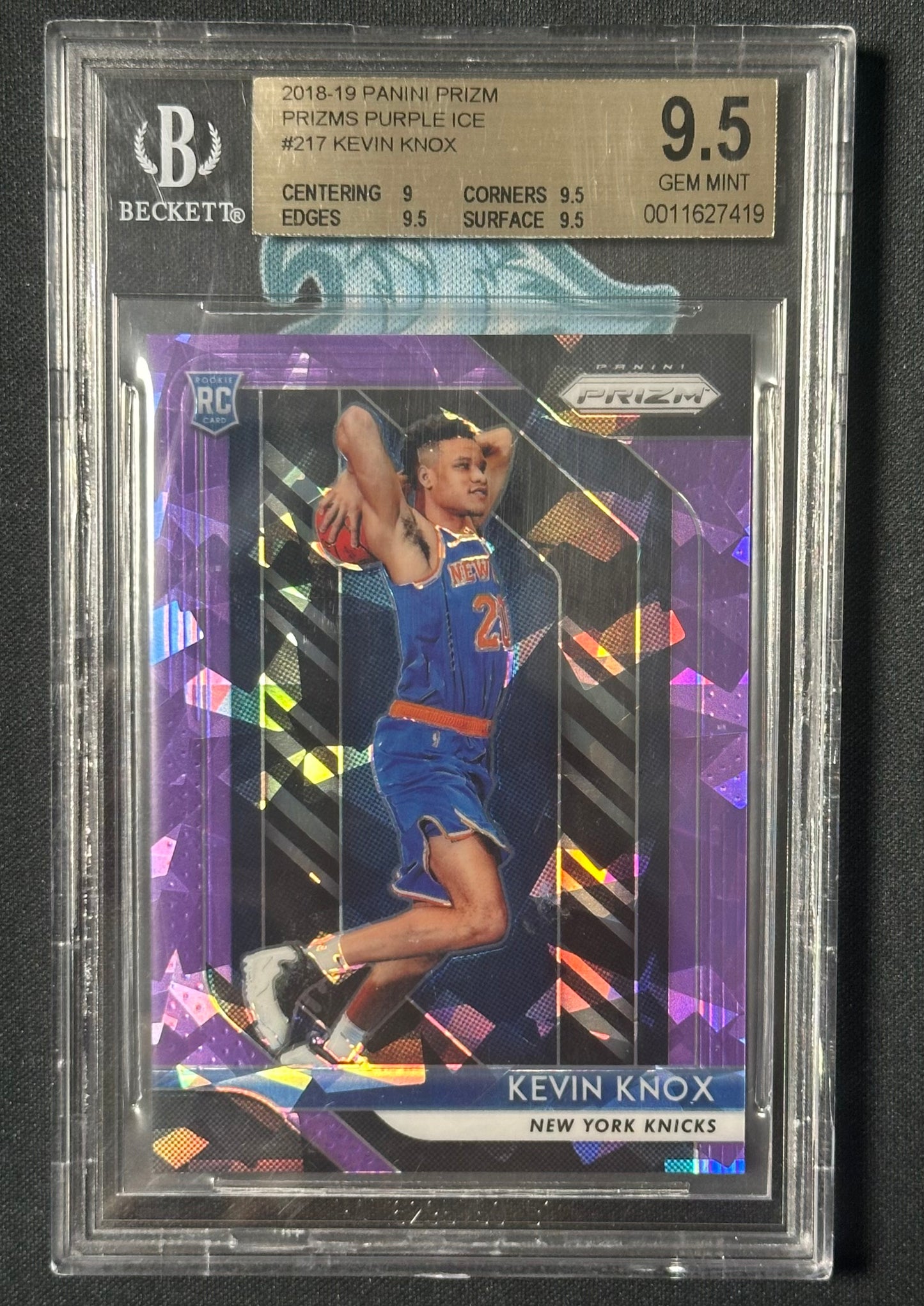 2018-19 Panini Prizm #217 Kevin Knox Prizms Purple Ice BGS 9.5 #/149