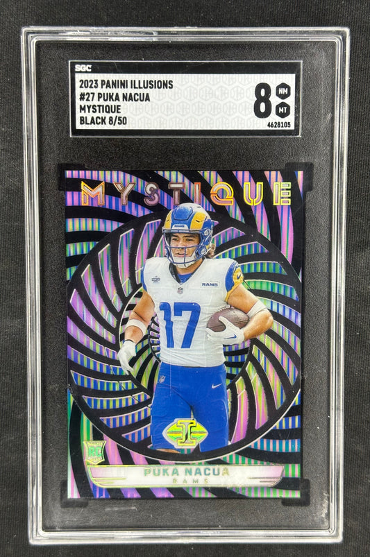 2023 Panini Illusions #27 Puka Nacua Mystique Black /50 SGC 8