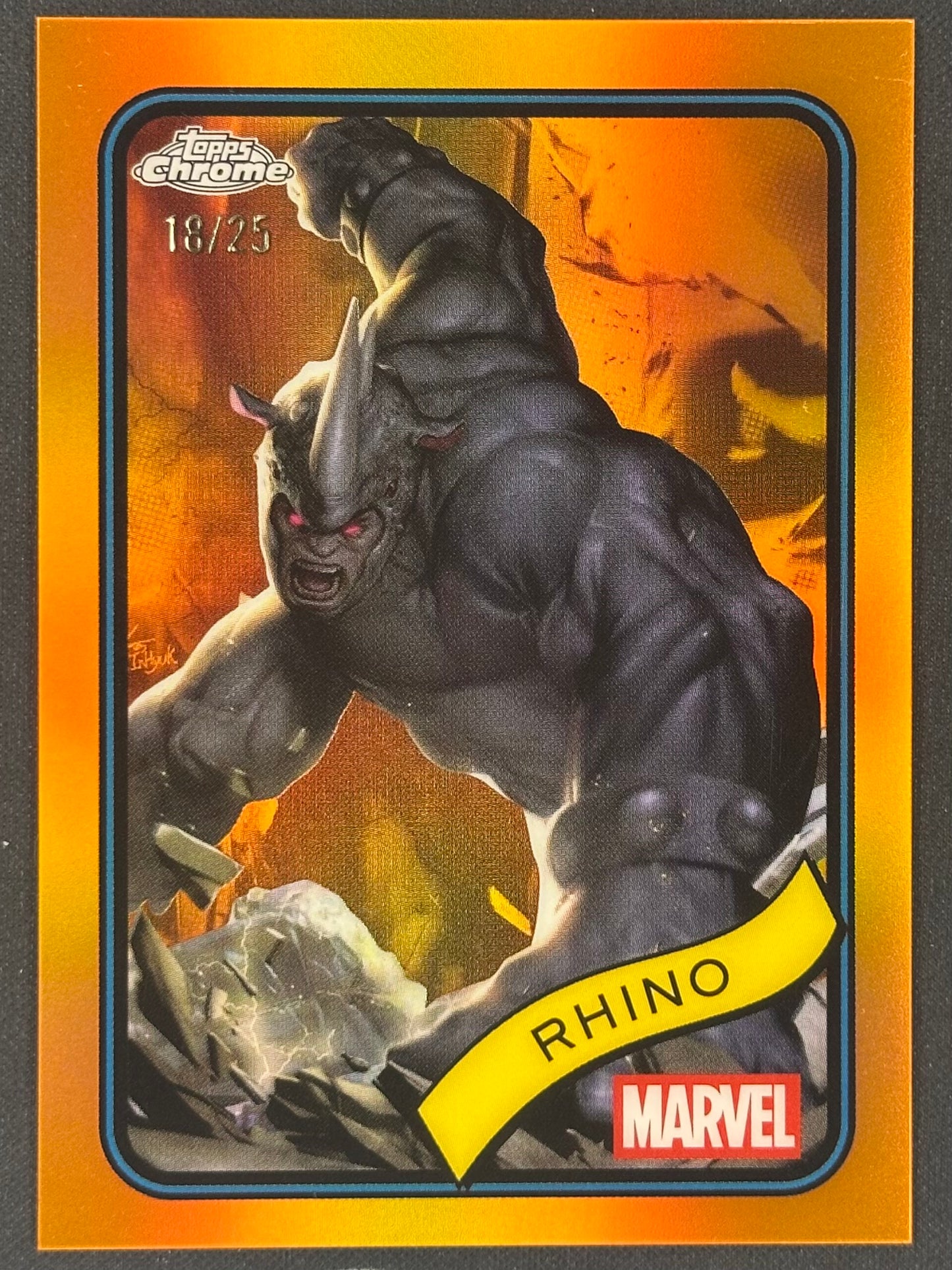 2025 Topps Chrome Marvel Rhino Orange Refractor /25