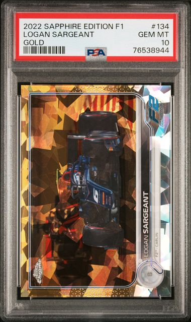 2022 SAPPHIRE EDITION F1 LOGAN SARGEANT GOLD PSA 10